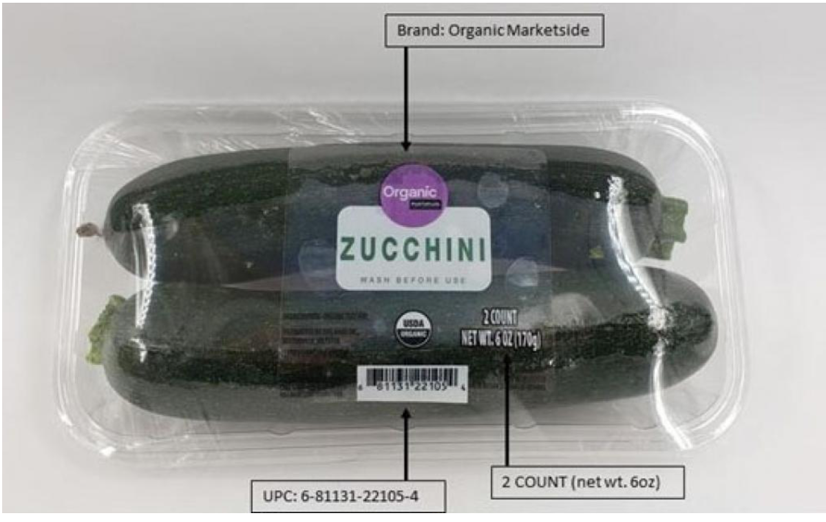 recalled Walmart Marketside organic zucchini