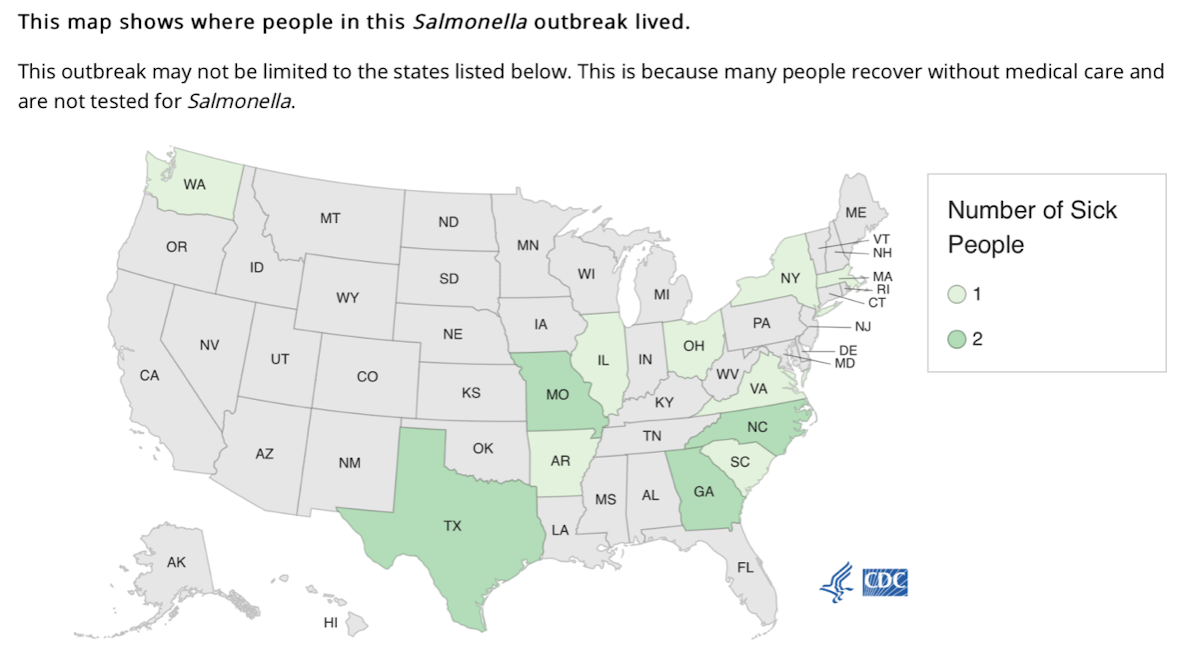 Jif peanut butter Salmonella map 05-25-22