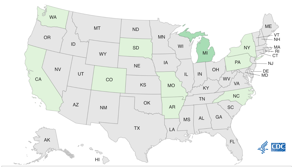 Listeria outbreak map 02-15-23