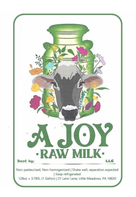 recalles raw milk A Joy brand