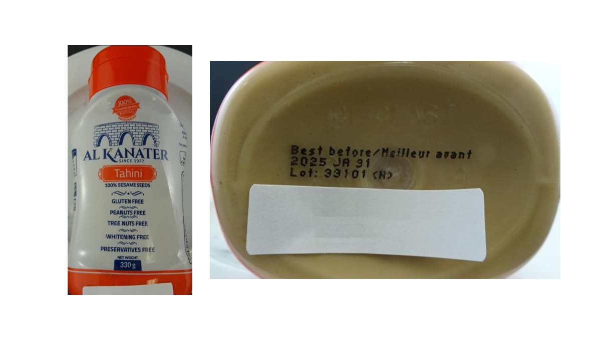 recalled Al Kanater tahini CFIA