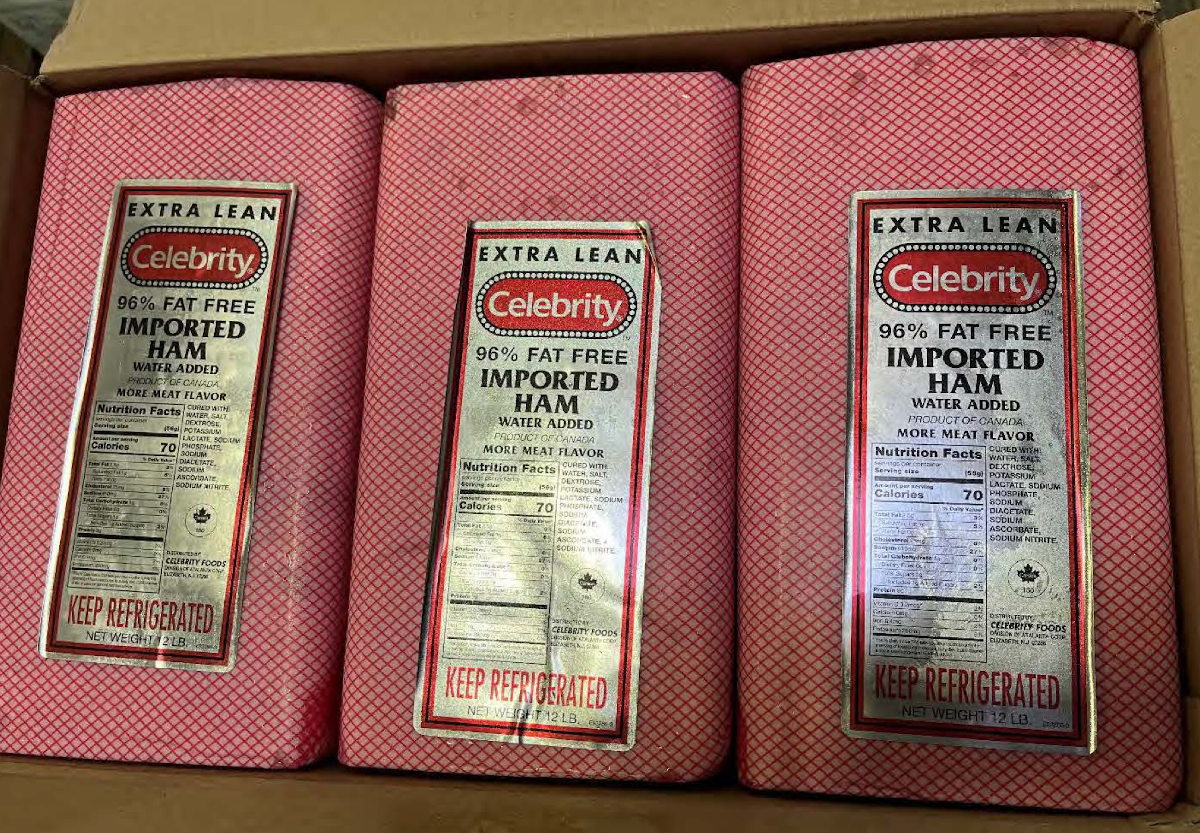 recalled Celebrity ham from Canada