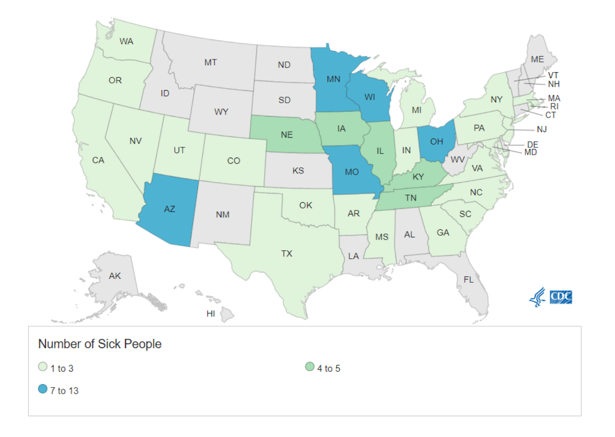 Salmonella outbreak map cantaloupe