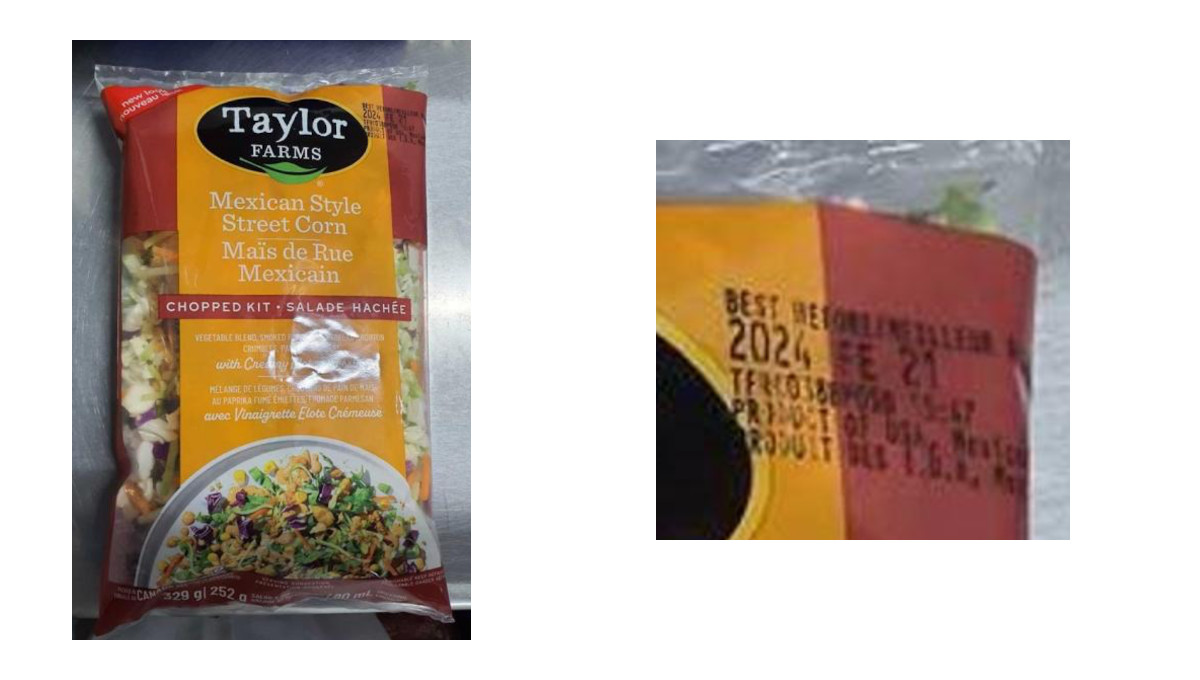 recalled CFIA Taylor Farms salad kit