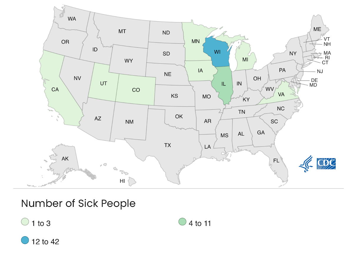 map Salmonella outbreak Milo's eggs