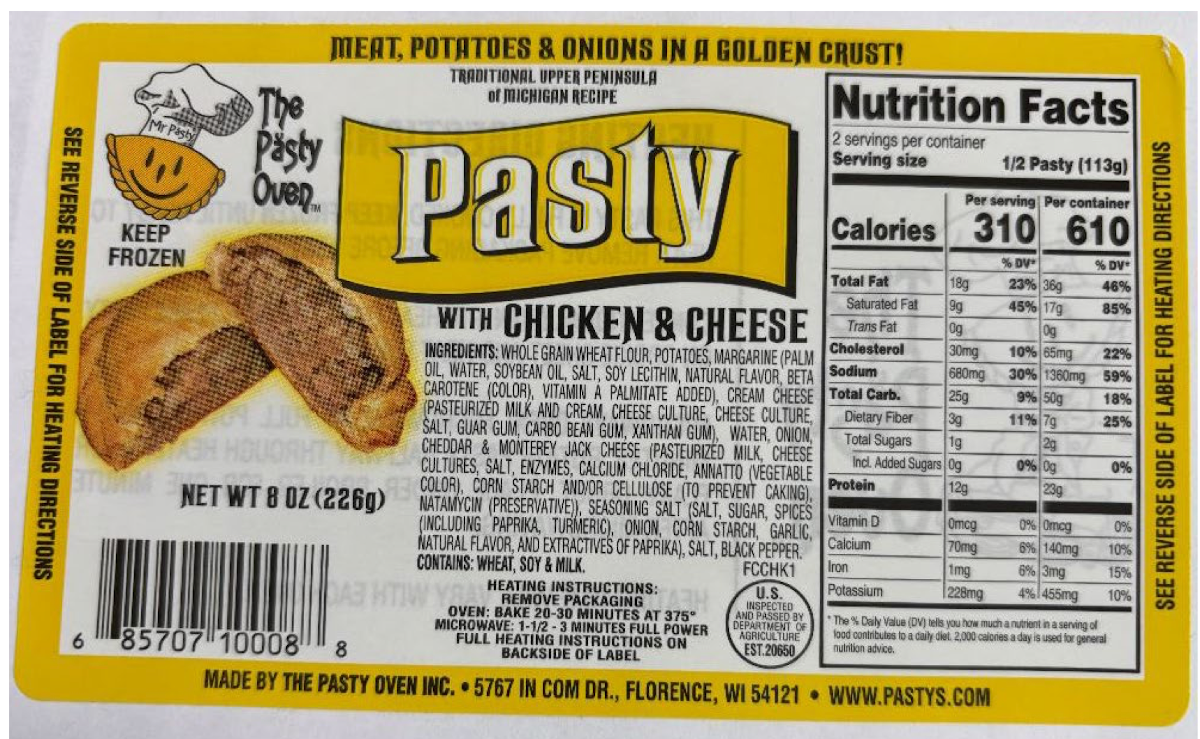 recalled chicken pasty