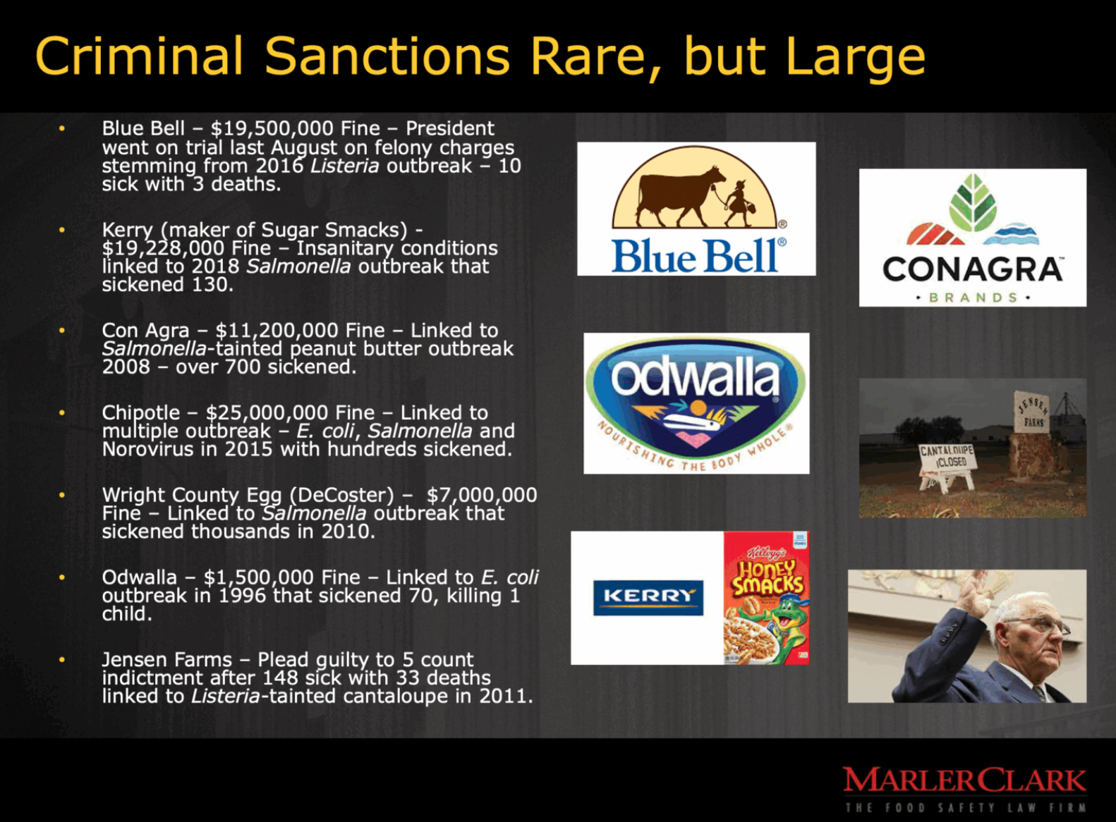 criminal sanctions against food companies