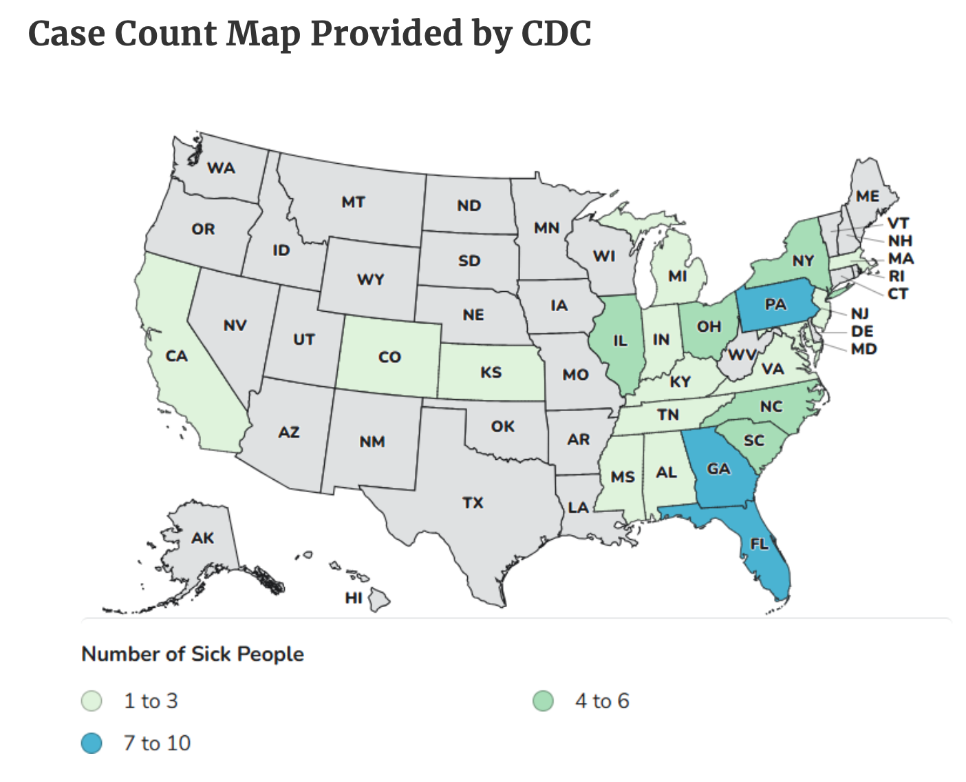case count map 2025 cucumber Salmonella outbreak